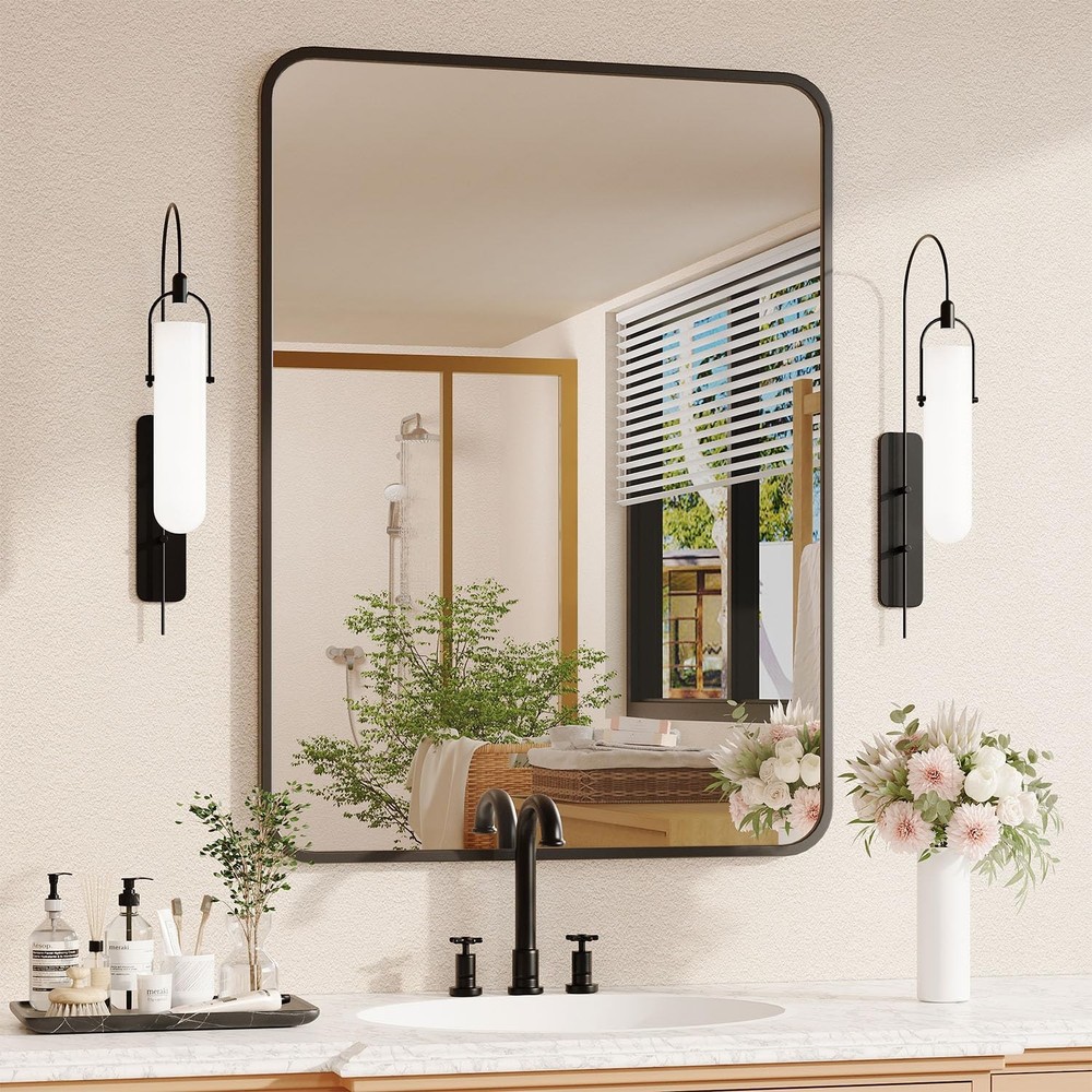 Black Bathroom Mirror for Over Sink - 22×30 Rectangle Bathroom Vanity Mirror ...
