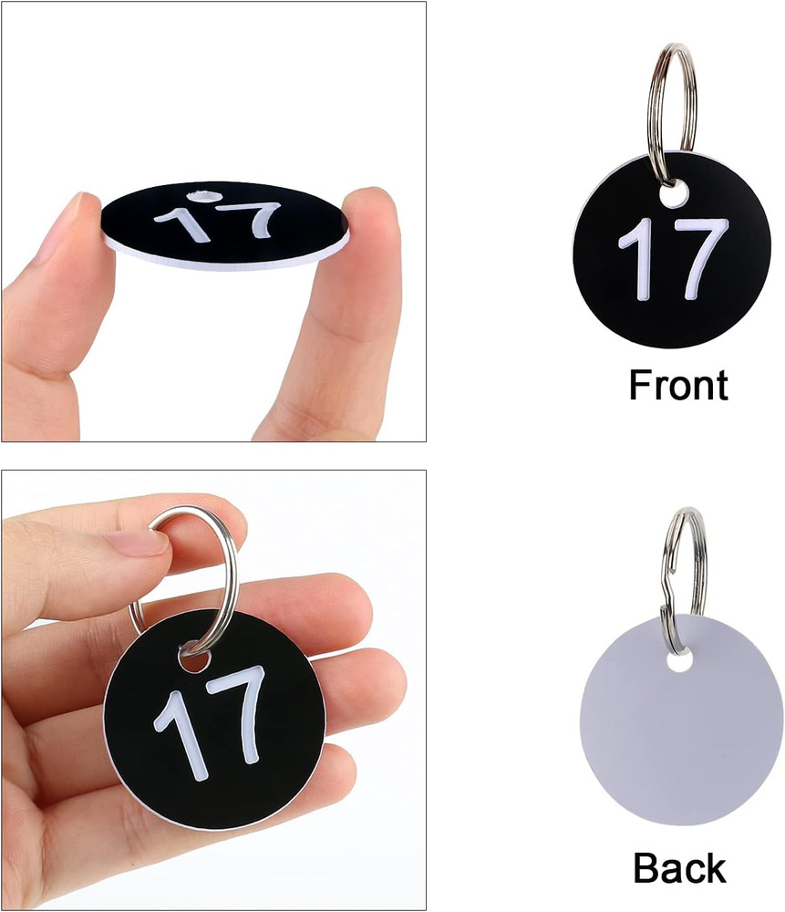 Numbers Tags, Plastic Numbered Tags round Numbered Key Tag Key Chains