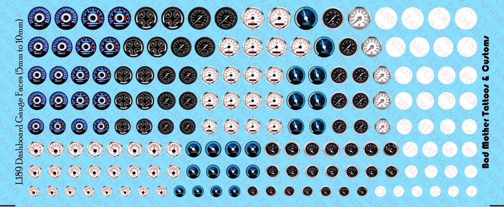 Custom Dashboard Gauges Faces Logos Waterslide Decals 5mm to 10mm Diameter