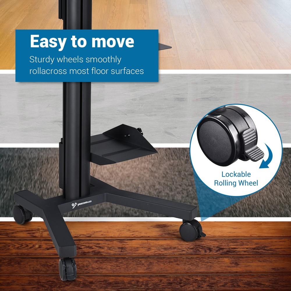 YesSources Mobile Computer Stand Workstation 2 Monitor Mount w/ Additional Pole