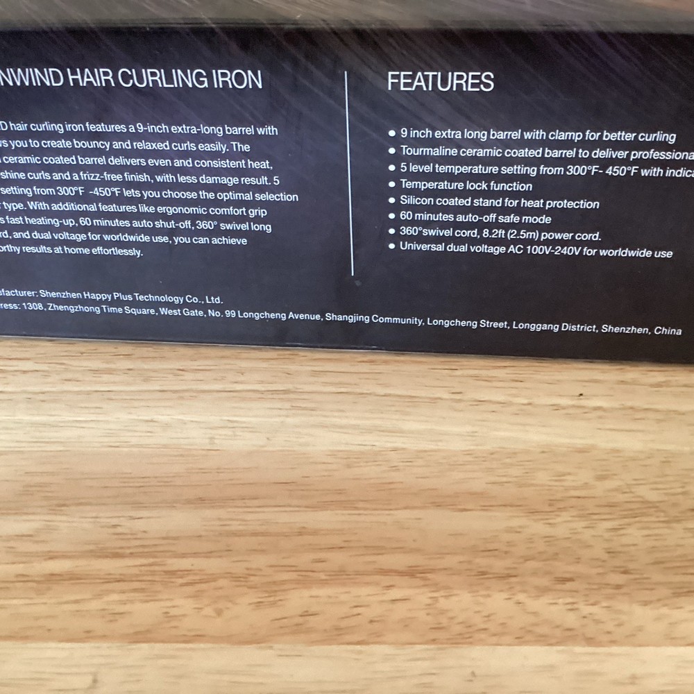 Enwind Curling Iron Amazon Black NIB