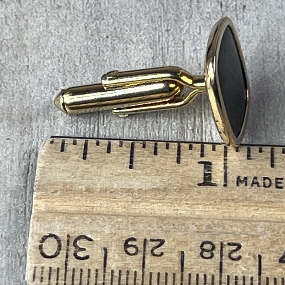 Gold Tone Black Square Stone Cufflinks