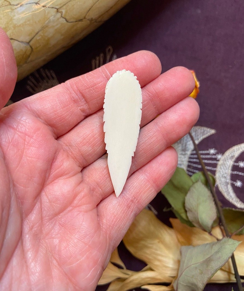 Bovine Bone Owl Carving, Ethically Sourced Cow Bone
