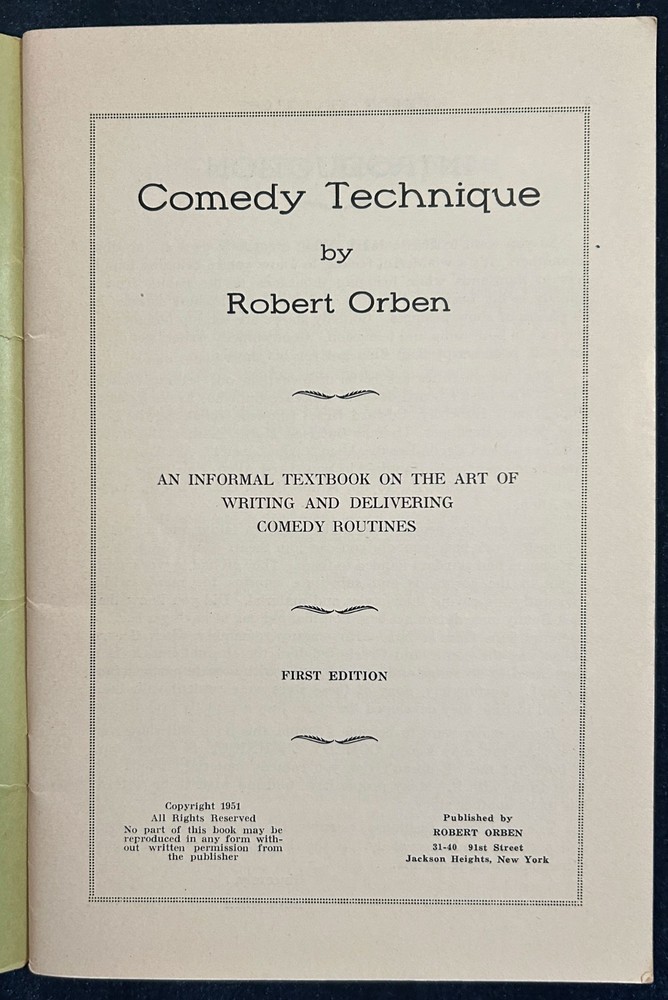 Comedy Technique (Robert Orben) -1951