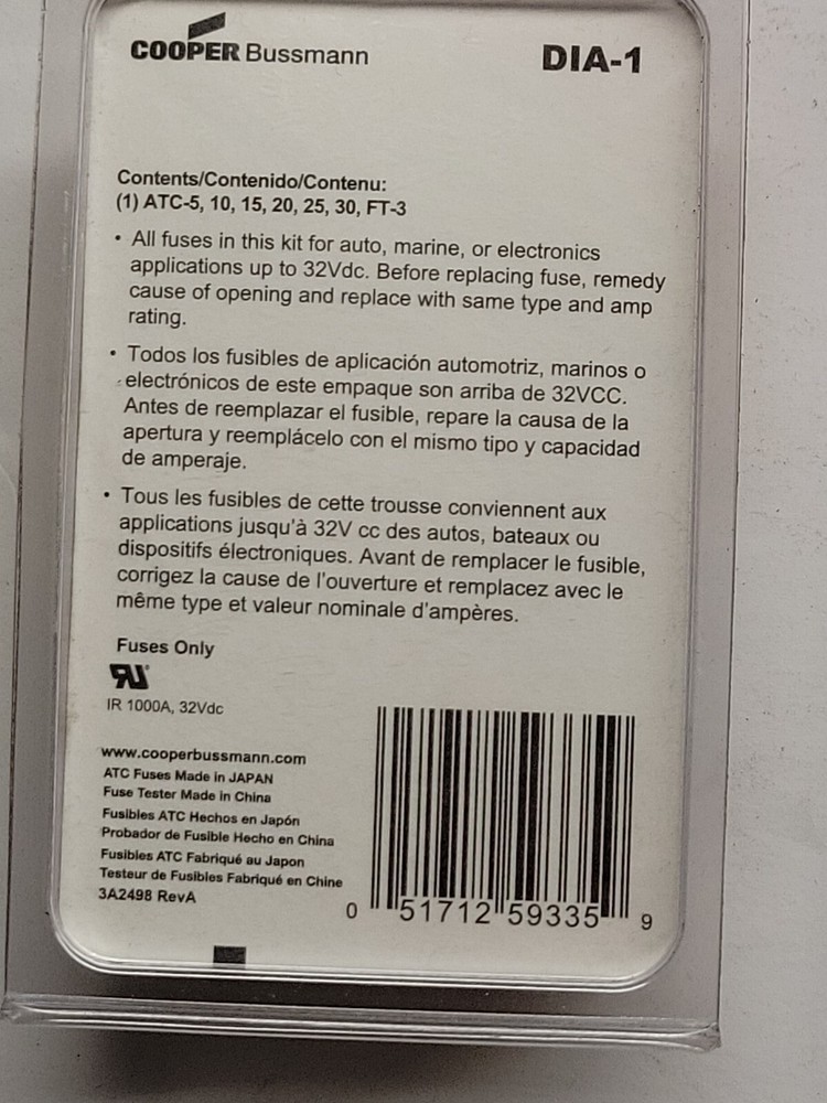 Bussmann DIA-1 ATC Blade Fuse Diagnostic Kit