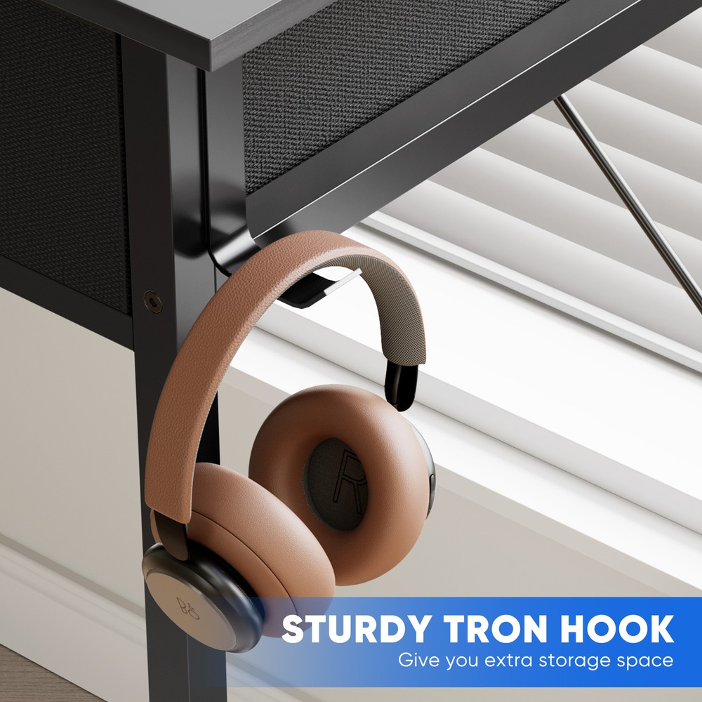 Compact 32 inch Home Computer Desk - 2 Fabric Drawers, Side Storage Bag, Hook