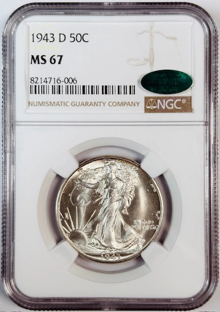 1943 D Walking Liberty Half Dollar NGC MS-67 CAC