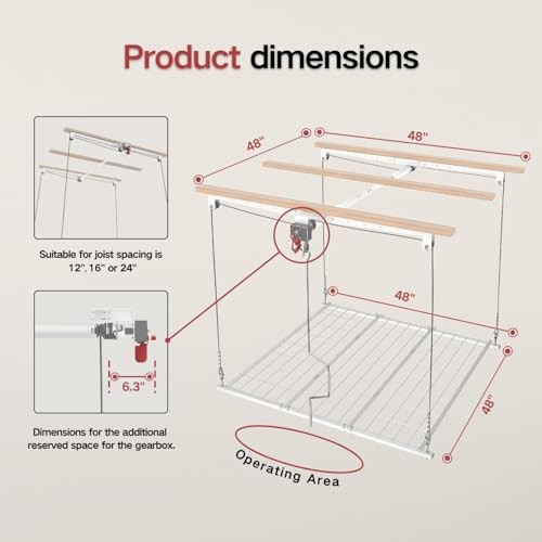 Overhead Garage Storage Rack, Adjustable Heavy-duty 4x4 Ft Ceiling White