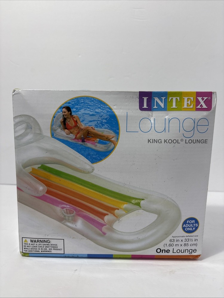 **NEW** INTEX KING KOOL INFLATABLE POOL LOUNGE FLOAT WITH HEADREST & CUP HOLDER