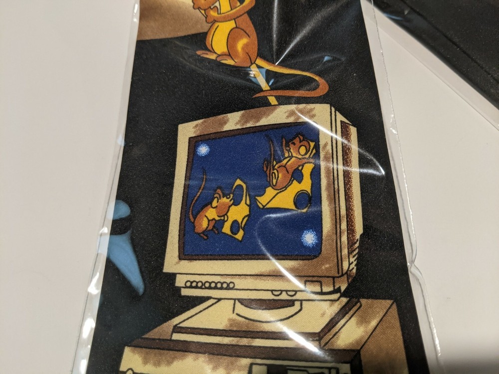 Vintage Parquet Mouse cheese computer fun humor tie 3.5" black engineering