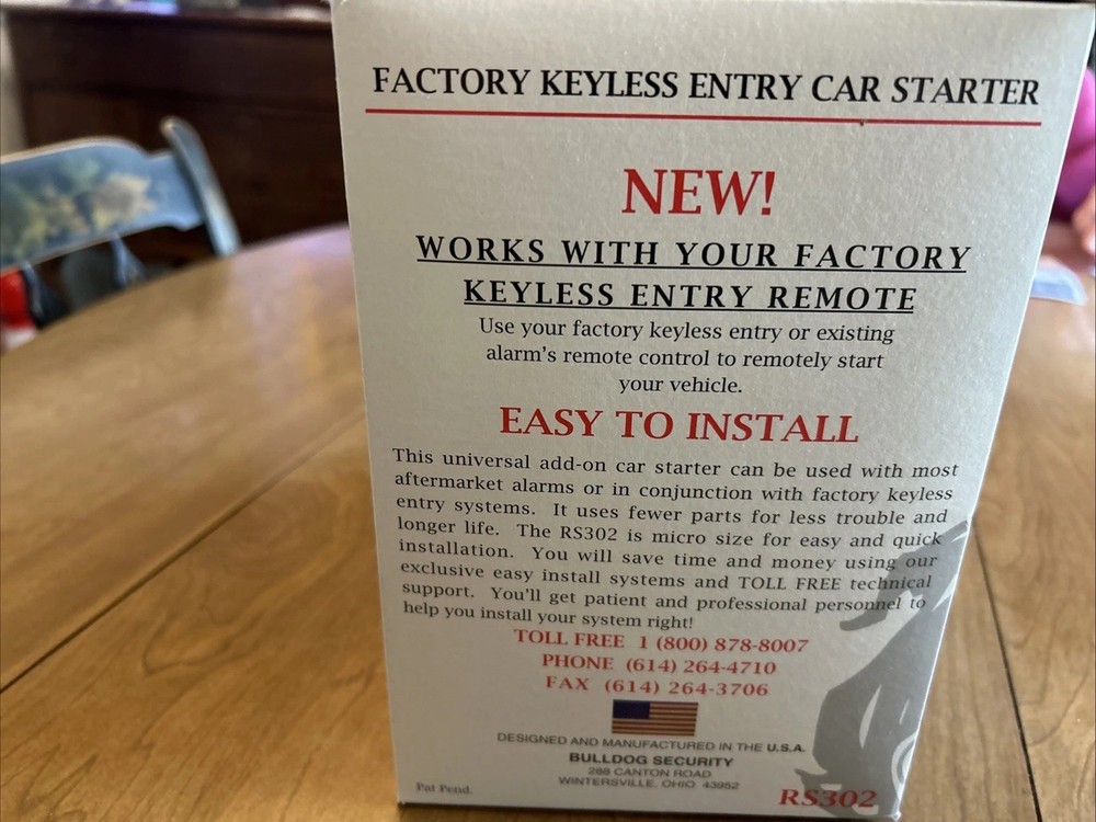 Bulldog Security Auto Remote Start System Model RS302