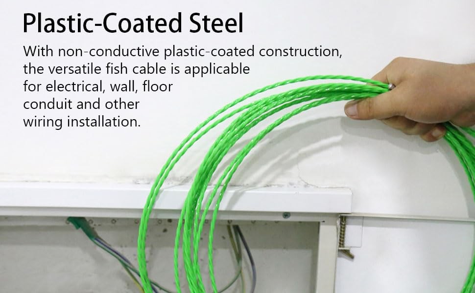 Fish Tape Wire Puller Through Wall Threader plus 49ft, Green