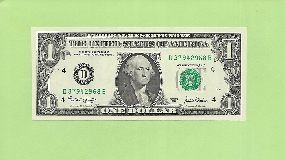 2001 ..UNCIRC $1  D 3794 2968 B  .... 2001 $1  D-B      NICE NOTE         FRN