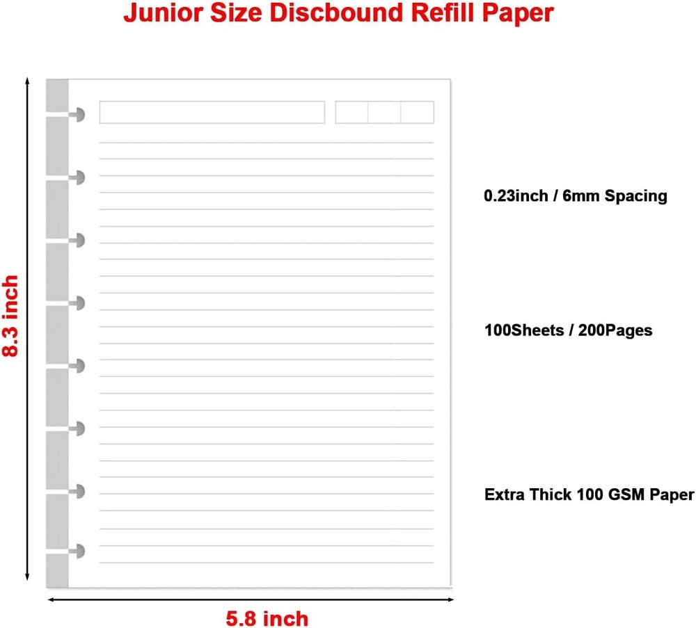 (2 Pack) A5 TUL Discbound 8Hole Junior Size 200Sheets, White