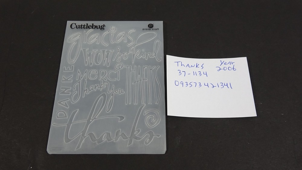 Cuttlebug Provo Craft Embossing Folder Thanks 37-1134