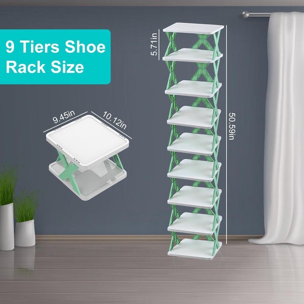 9Tier Narrow Entryway Shoe Rack Plastic Vertical Organizer Space Saving Free