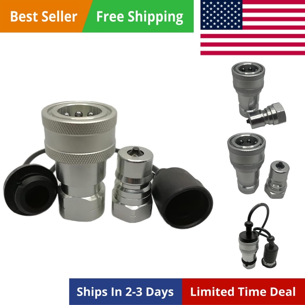 1/4" NPT -B Hydraulic Quick Connect & Disconnect Coupler, Quick Release Coupl...