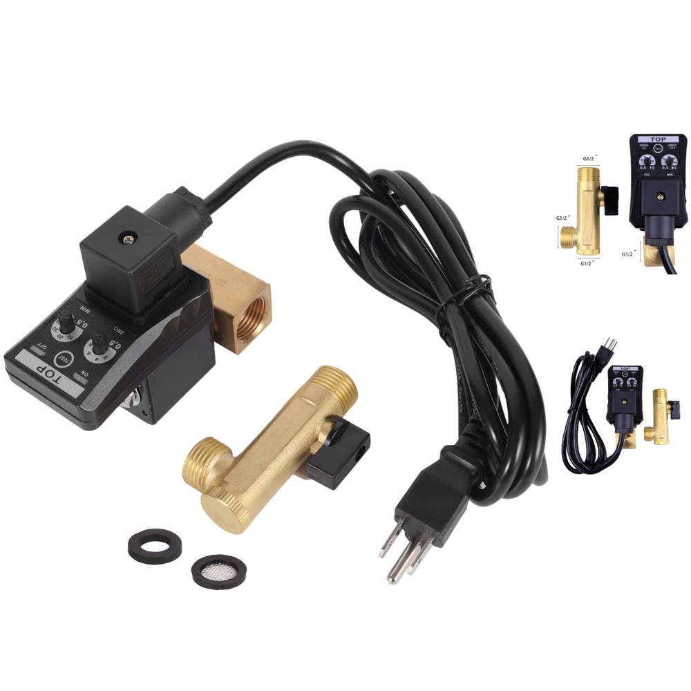 Compact 1/2" Automatic Drain Valve - Brass & Flame Retardant ABS for Air Systems