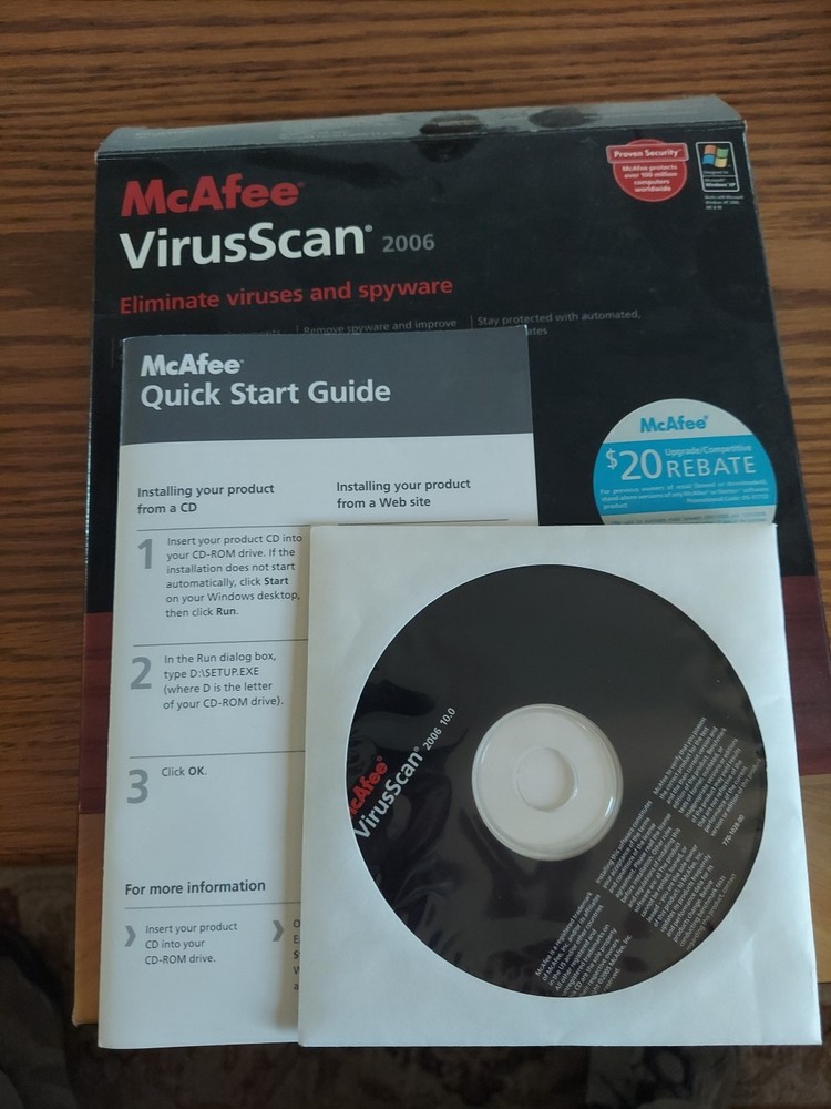 McAfee VirusScan 2006 for Microsoft Windows XP 2000 ME & 98 CD Rom Software