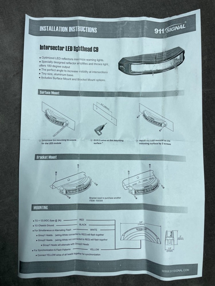 911 signal Intersector LED Lighthead C9 Amber White