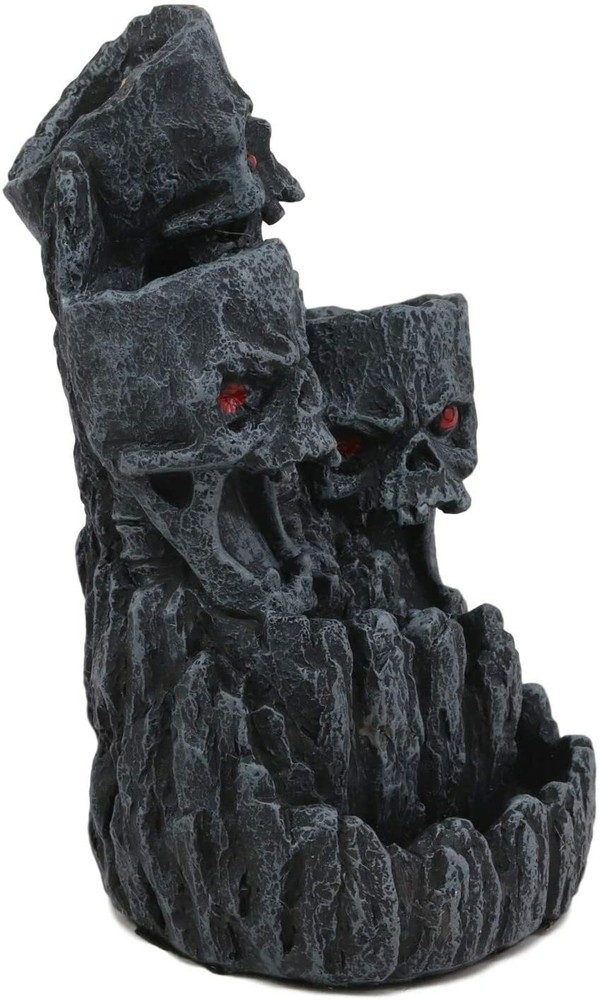 Ebros Three Screaming Skulls Death Mountain Cave Backflow Incense Burner Statue