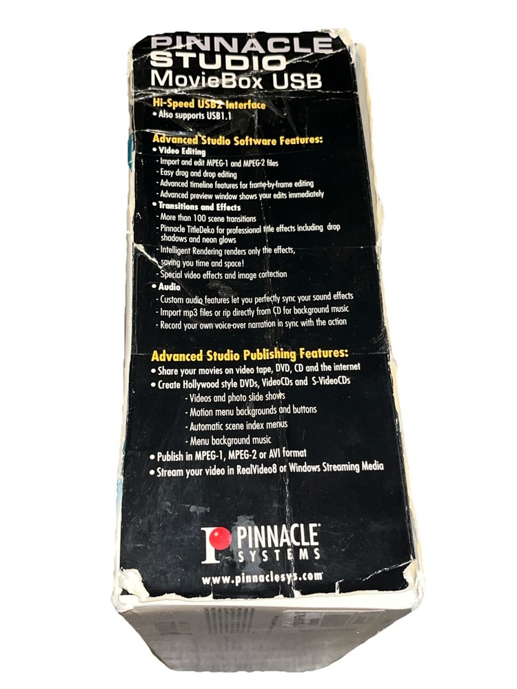 Pinnacle Studio 8 MovieBox USB Video Capture Device w/Editing Software in Box