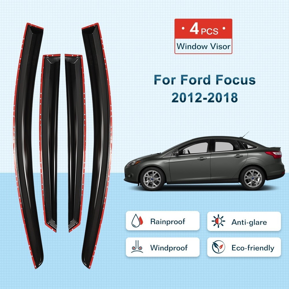 For 2012-18 Ford Focus Hatchback Window Visor Rain Guards Shade Wind Deflectors