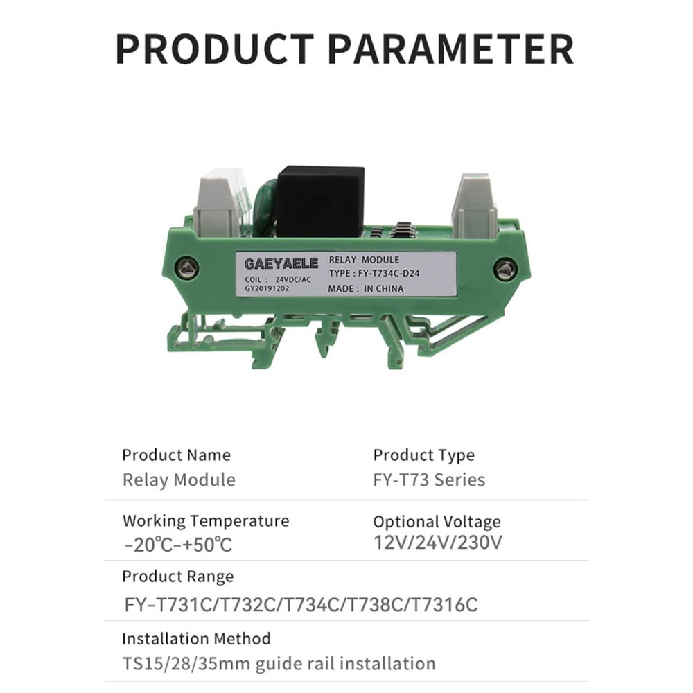 4 Channel Relay Module 24V DC/AC SPDT DIN Rail Mount