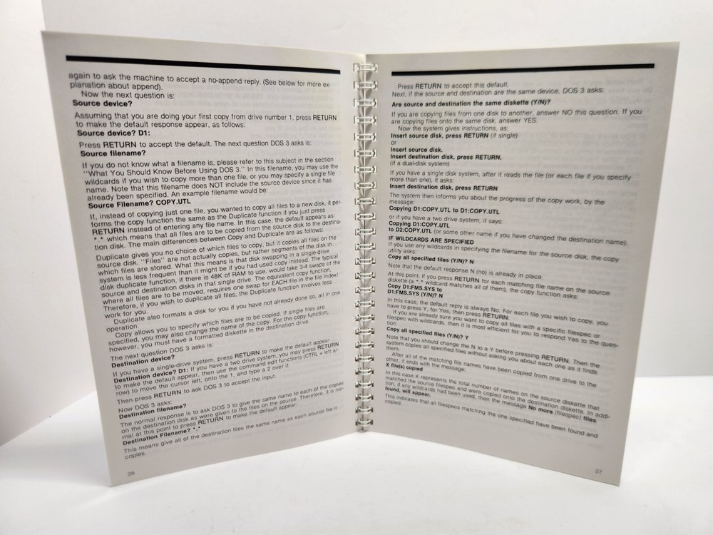 ATARI Disk Operating System Reference Manual DOS 3 Spiral Bound Vintage 1983