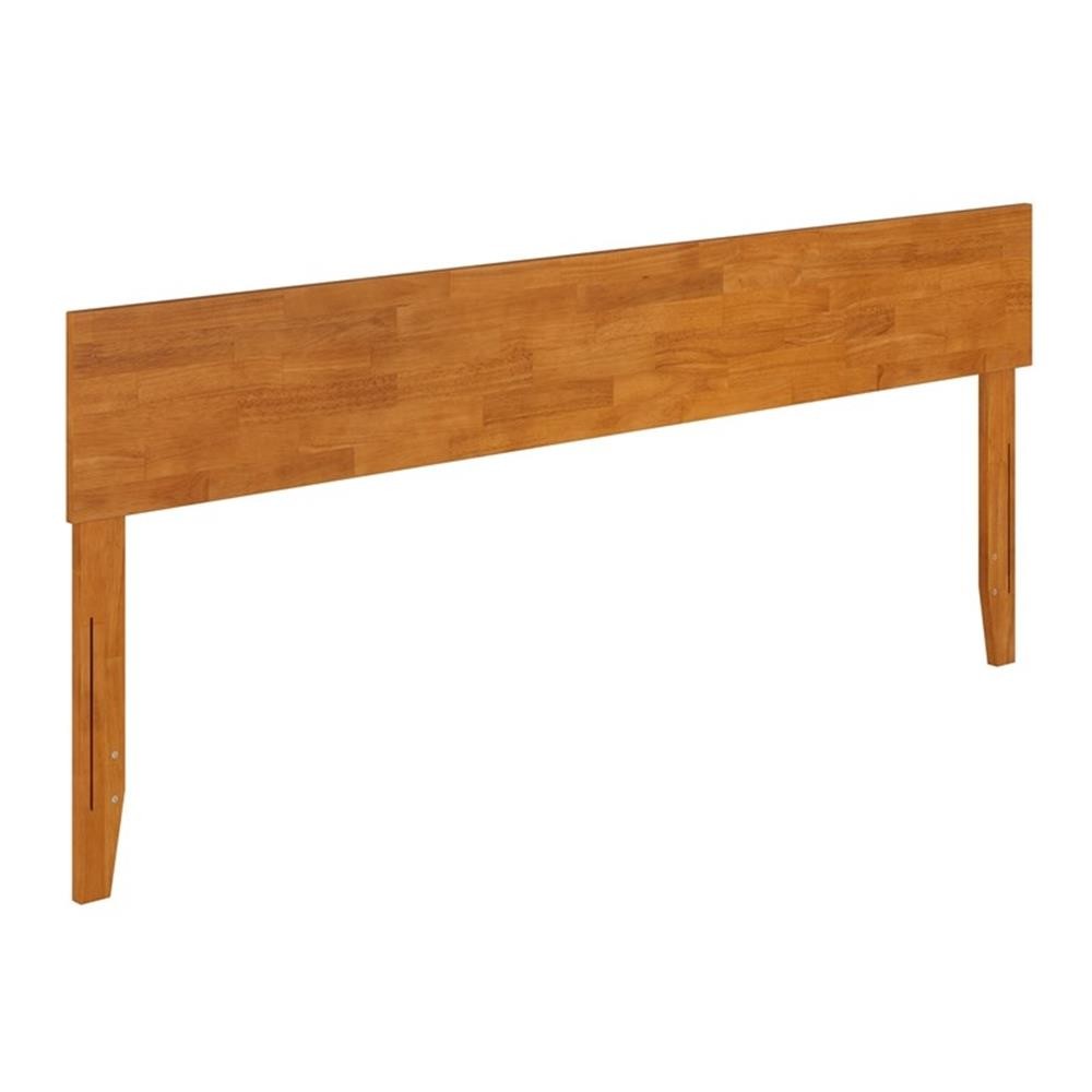 Pemberly Row King Modern Solid Wood Panel Headboard in Light Toffee