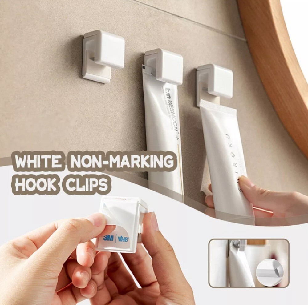 4-Pack Toothpaste Clip Holder – Space-Saving Bathroom Rack for Tubes & Cleanser