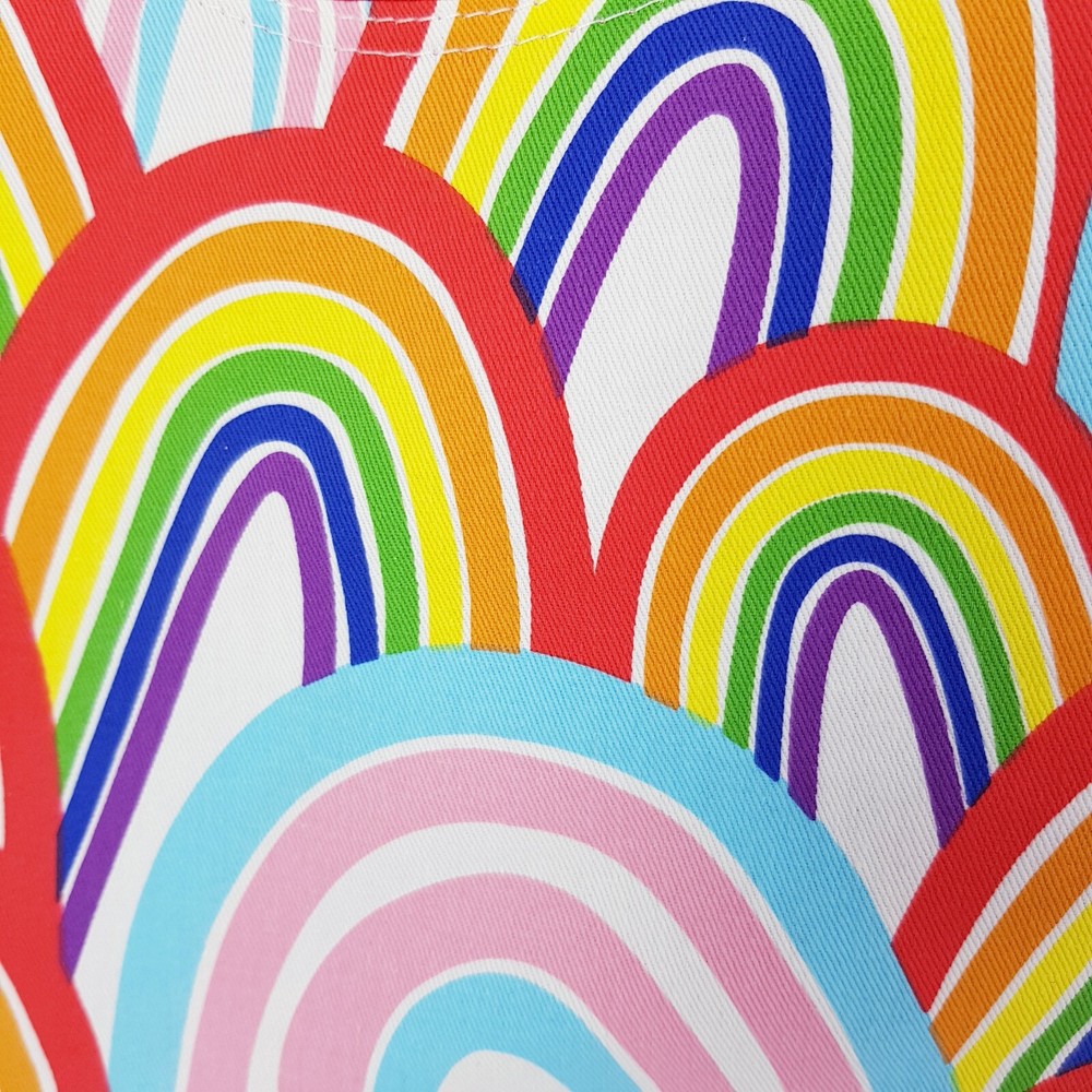 Peg Bag Handmade Bright Rainbow Print Red Lined Laundry Clothes Peg Holder