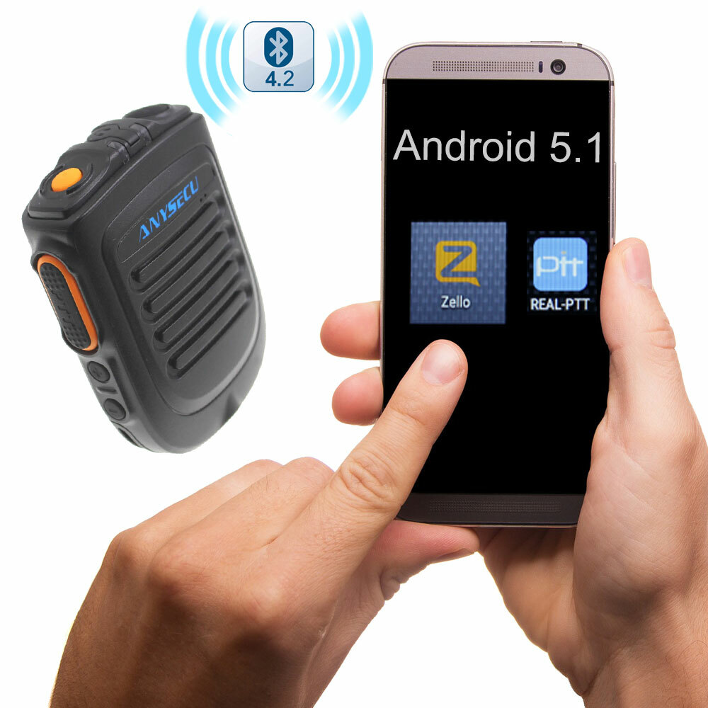 Anysecu B01 Wireless Bluetooth PPT Zello Microphone for Network Android Radio