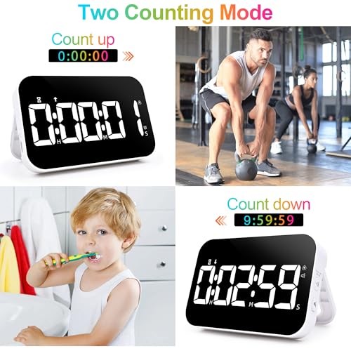 Kitchen Digital Timer, Rechargeable Magnetic Timers with White Timer