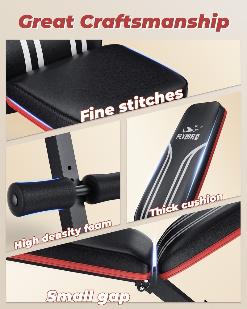Adjustable Folding Weight Bench for Home Gym, Includes Resistance Bands