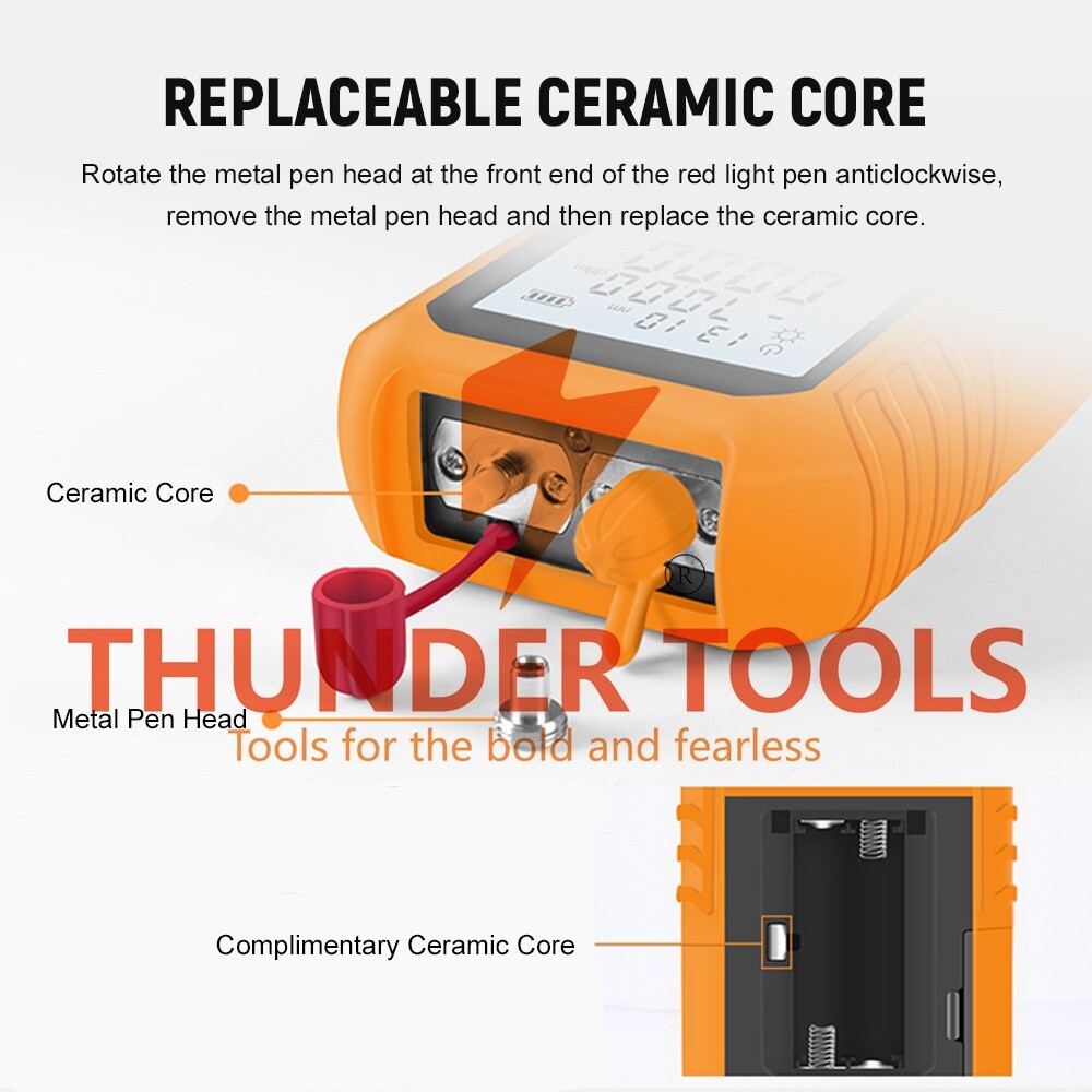Thunder Tools Handheld Optical Power Meter with 5km Red Light -70~+6dBm
