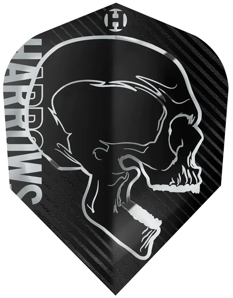 BLACK & SILVER RAGE Skull Dart Flights: 3 per set
