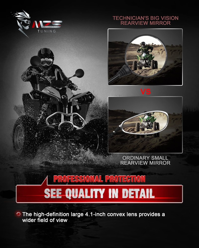 Motorcycle Foldable Rear View Mirrors 8mm 10mm Universal Handlebar Mount ATV Dir