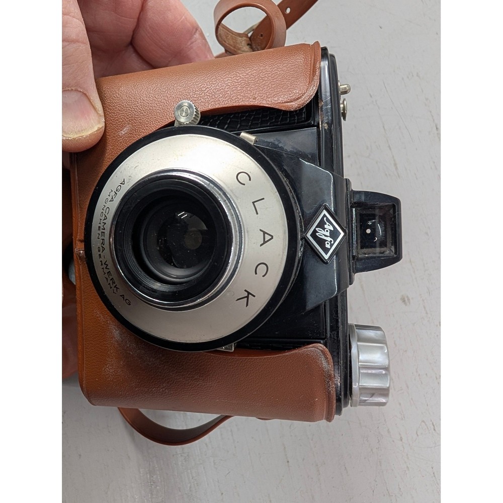 Vintage Agfa Clack 120 Film Camera w/ Leather Case Medium Format Retro Untested