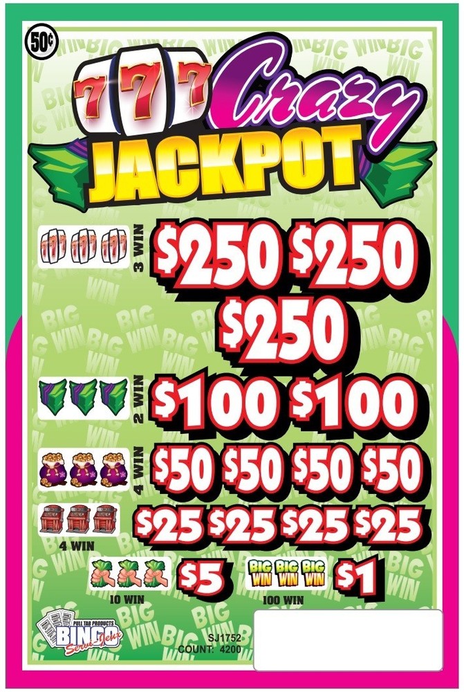 NEW .50c pull tickets CRAZY JACKPOT .50c - Instant Tabs