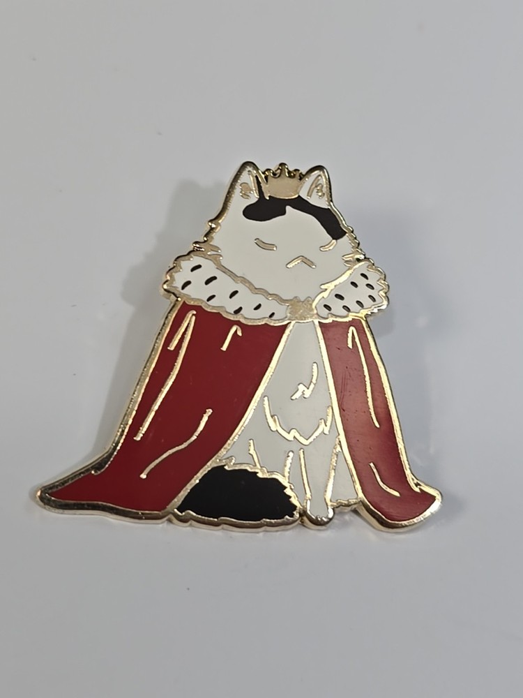 Cat In Red Robe & Crown Lapel Pin