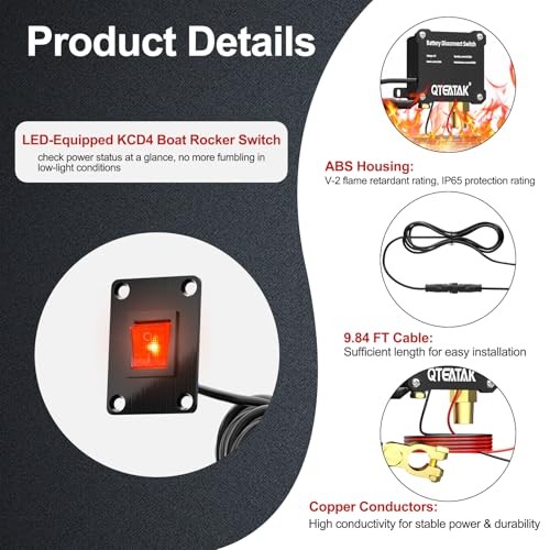 12V 250A Battery Manual Control (Illuminated Boat Rocker Panel Switch)