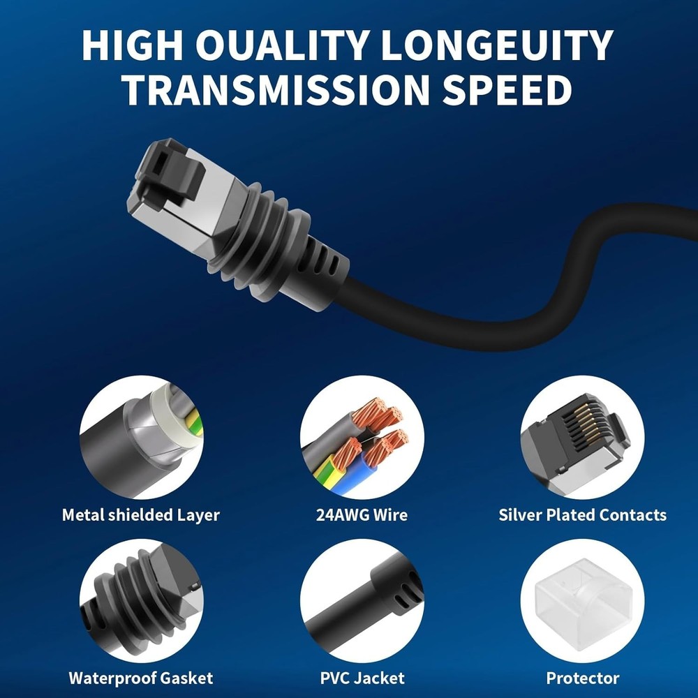 Starlink Gen 3 Cable 75FT/23M, Replacement Extension Ethernet 75 ft (23 m)