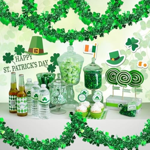 3 Pack Total 49.2 Ft St.Patrick's Day Tinsel Garlands Decorations DIY Green
