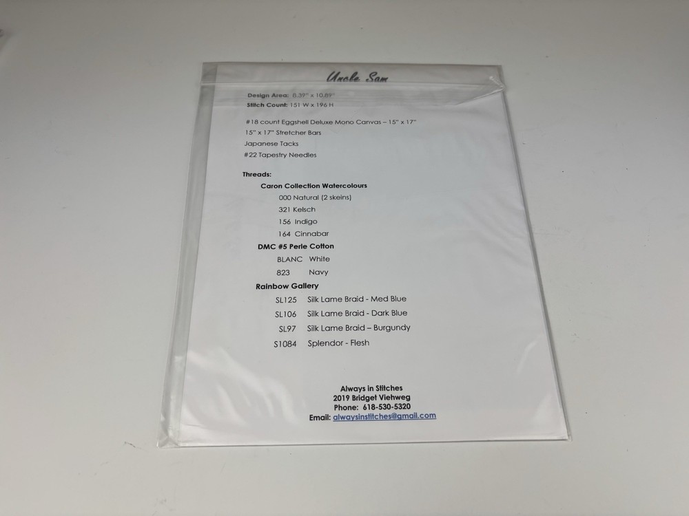 Always In Stitches Uncle Sam Needlepoint Pattern Patriotic 2S