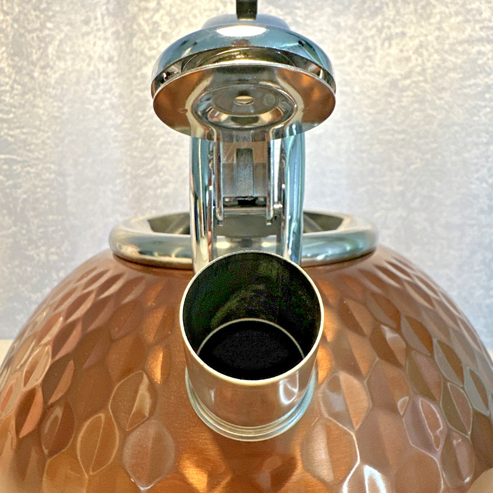 Balduzzi Stainless Steel Tea Kettle Hammered Copper Look Easy Open Spout-Damaged