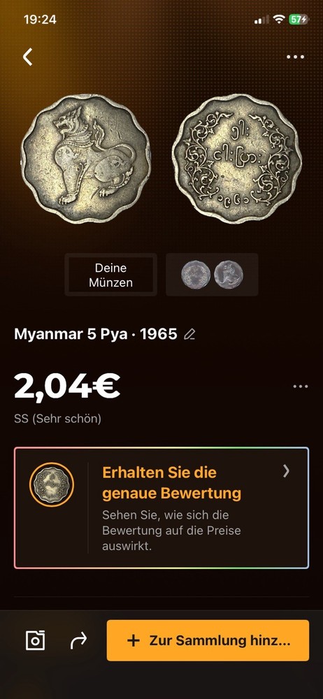 Coin Myanmar 5 Pya 1965
