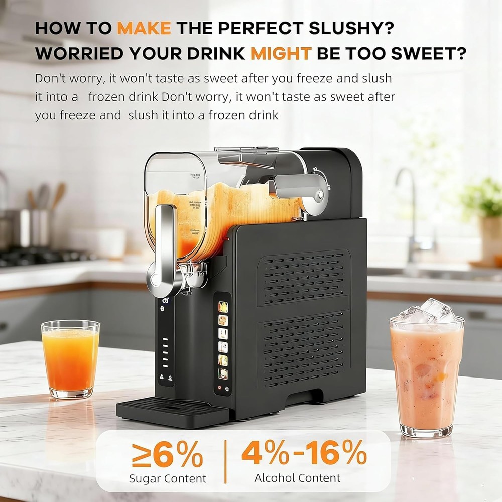 88 Oz Slushie Machine with LED Display & 6 Pre-Set Programs for Home