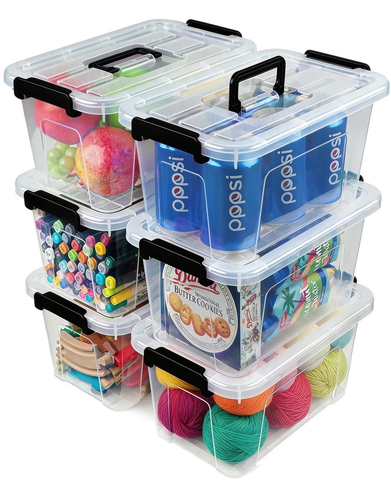 Plastic Storage Bins with Lids 6 Pack Storage Organizer, 7 Quart Stackable St...
