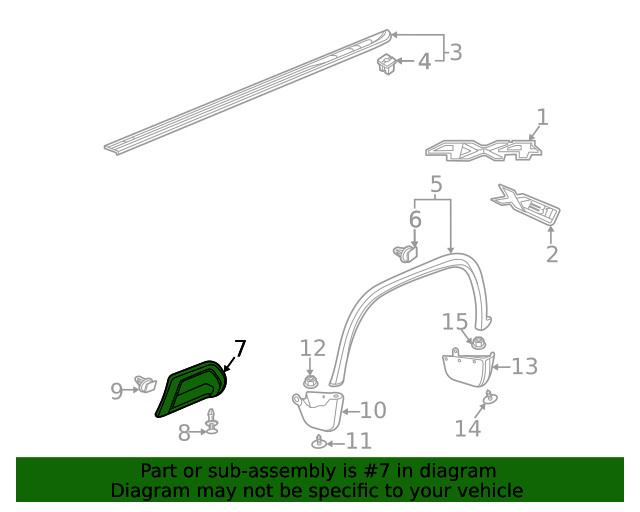 Genuine GM Black Passenger Side Pickup Box Outer Panel Front Step Bezel 84721917